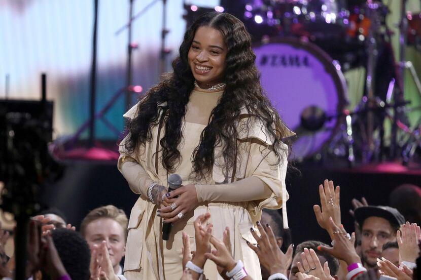 In this Oct. 9, 2018 file photo, Ella Mai performs "Boo'd Up" at the American Music Awards...