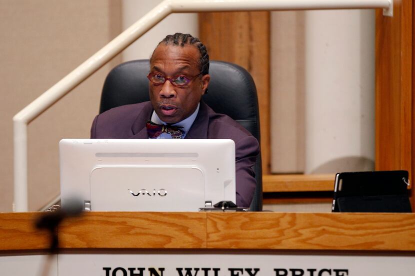 Dallas County Commissioner John Wiley Price at a recent Commissioners Court meeting. 