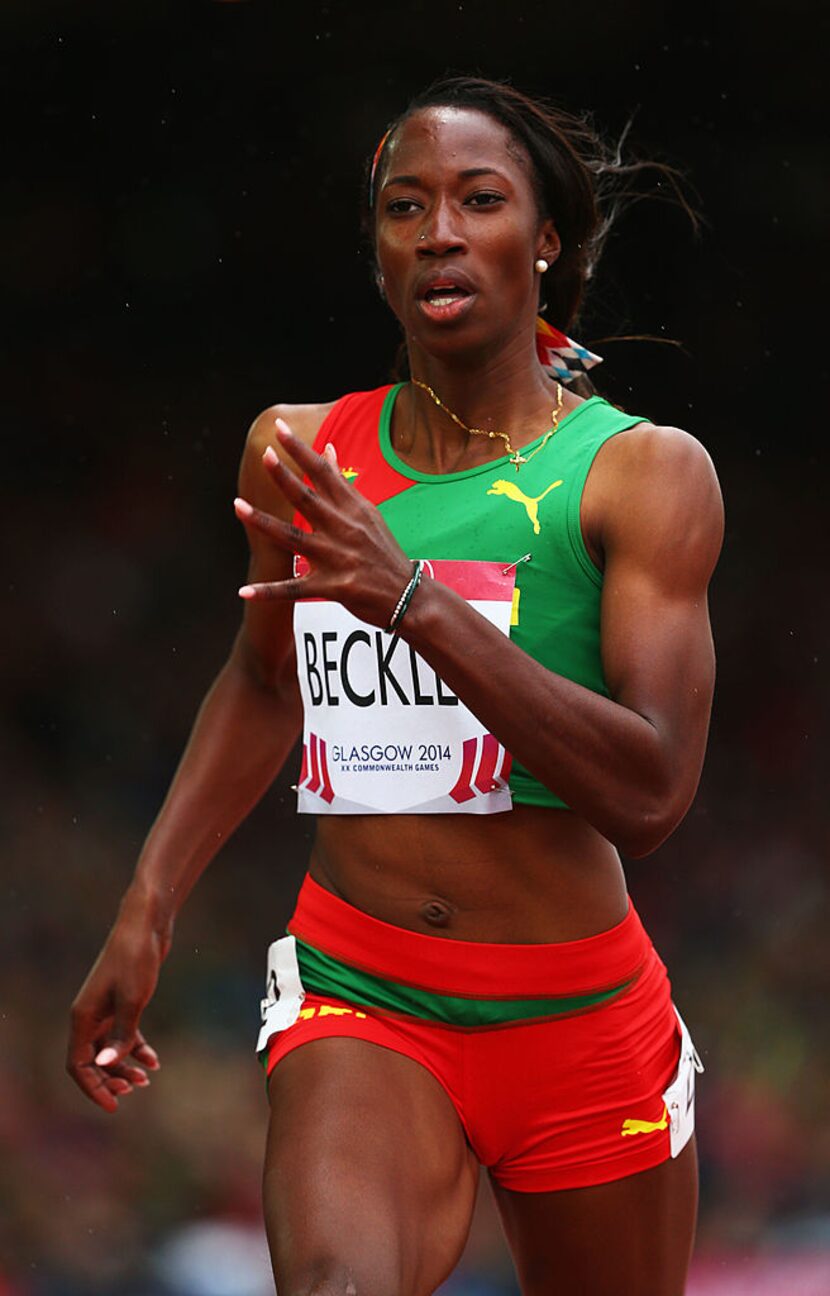 GLASGOW, SCOTLAND - JULY 27: Kanika Beckles of Grenada competes in the Women's 400 metres...