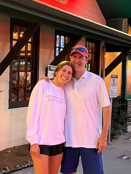 19-year-old SMU student Honor Wallace, and her father, David. 