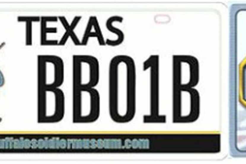  The Buffalo Soldiers license plate (left), available through the Texas DMV, and the...