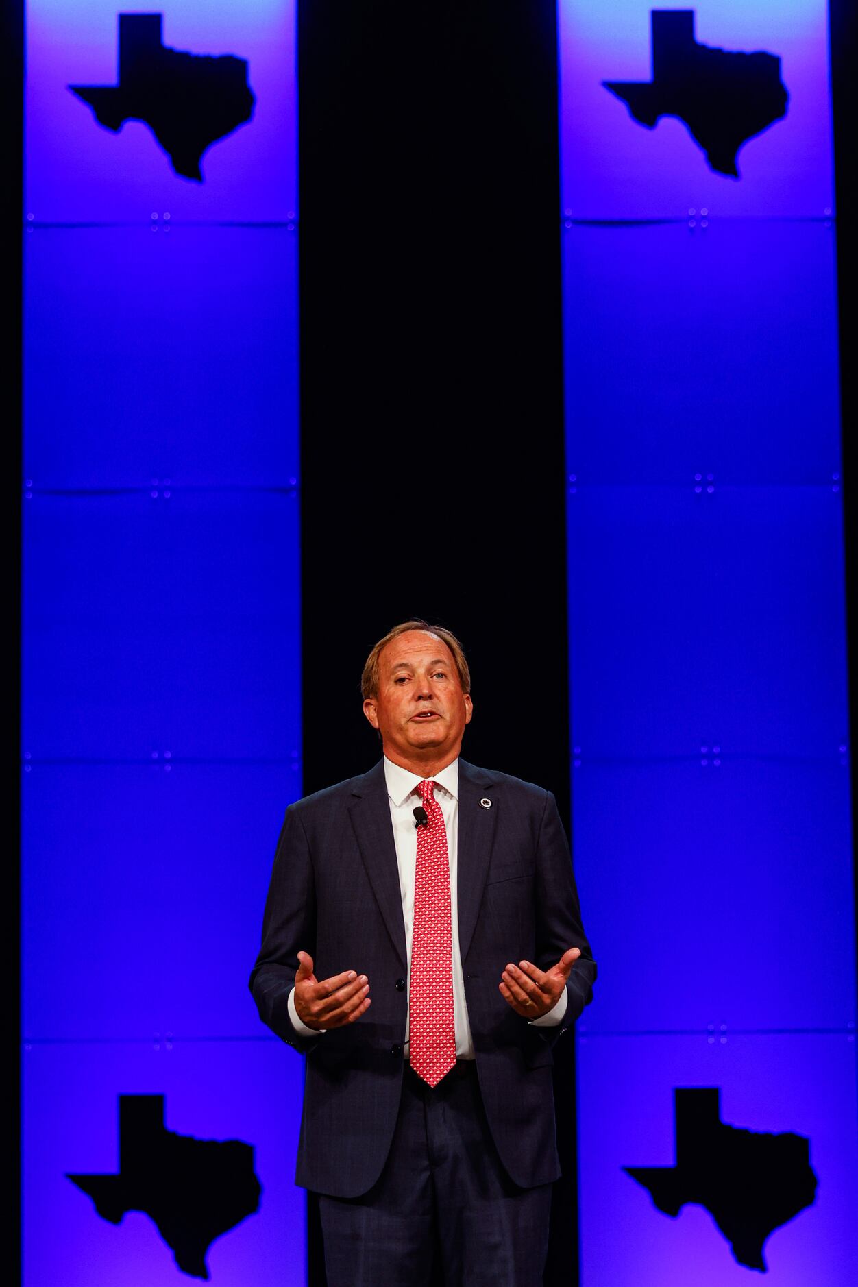 Attorney General of Texas Ken Paxton gives a speech during a general meeting as part of the...