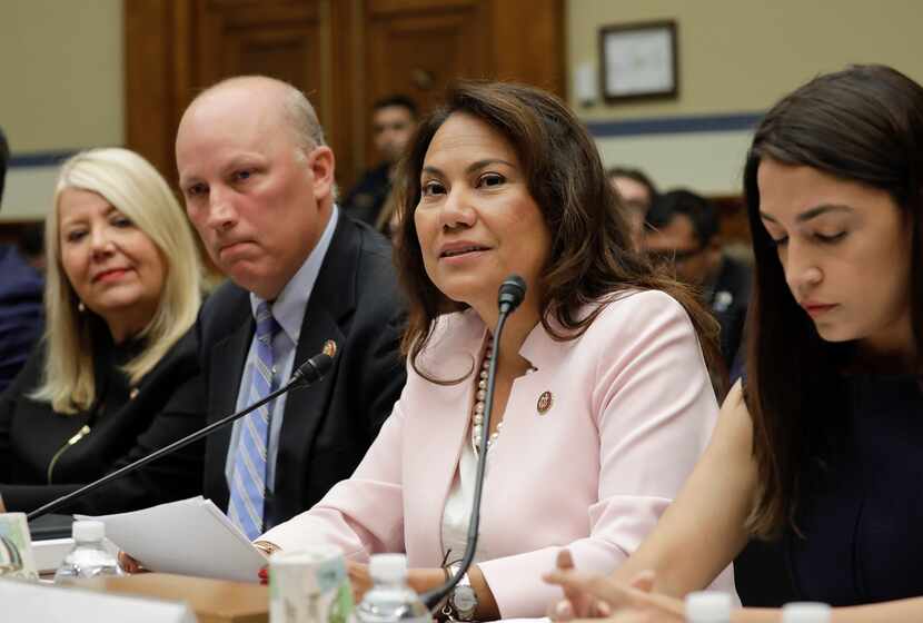 Rep. Veronica Escobar, D-Texas, second from the right, testifies before the House Oversight...