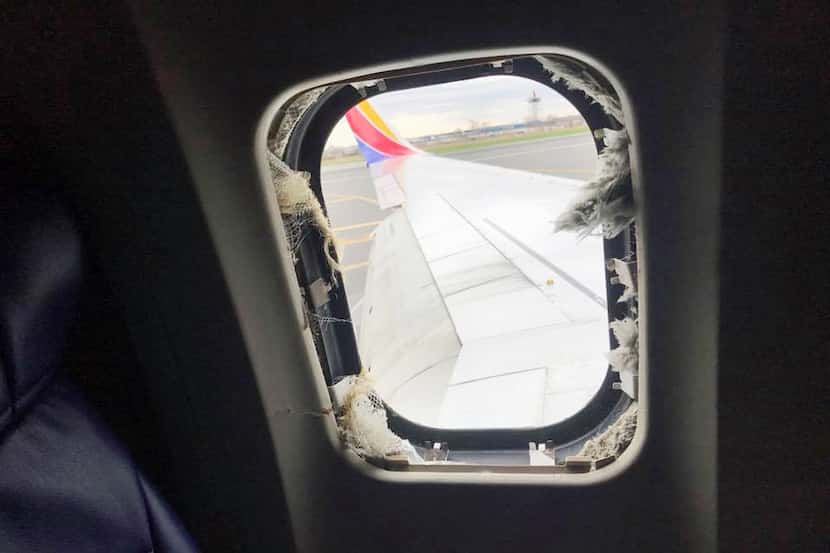 Foto de Marty Martinez desde la ventana que se rompió en el vuelo 1380 de Southwest.
