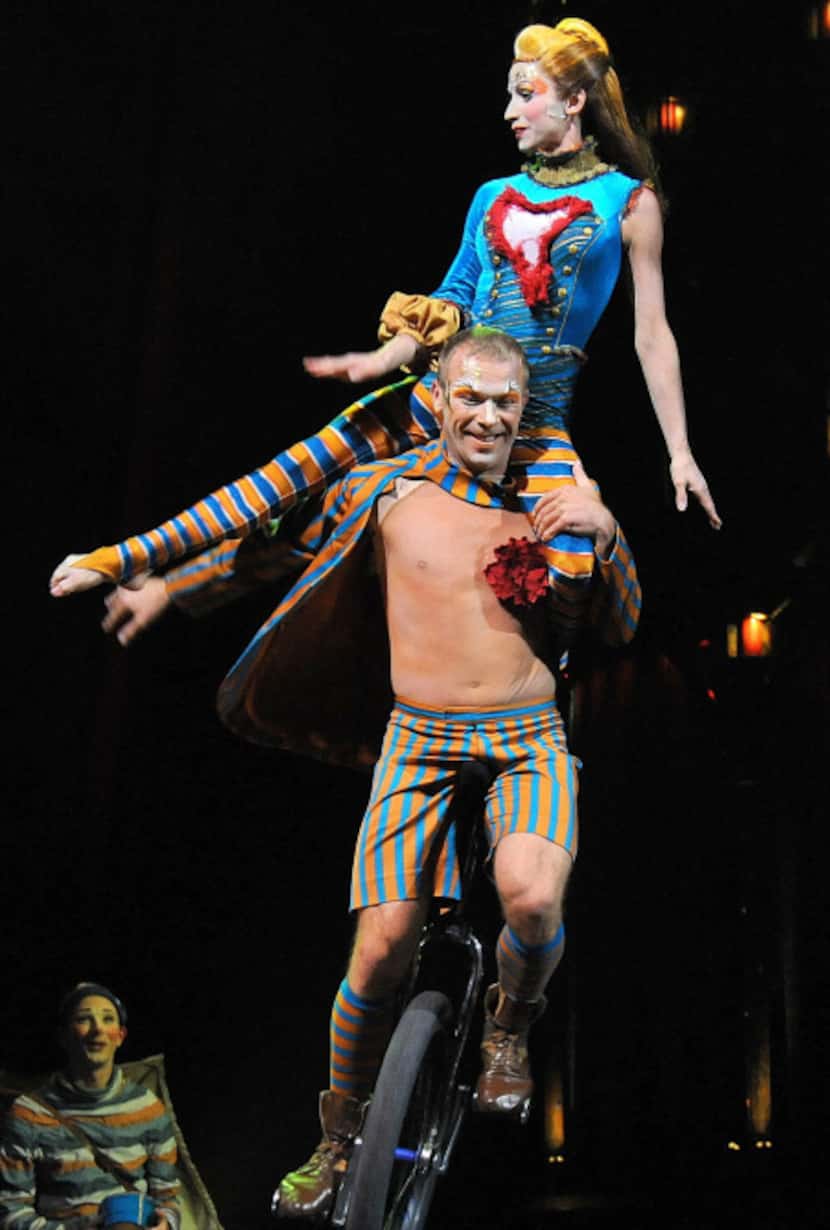Unicycle duo Yuri Shavro and Olga Tutynina performed on the opening night of Cirque du...