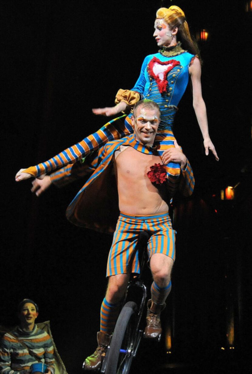 Unicycle duo Yuri Shavro and Olga Tutynina performed on the opening night of Cirque du...