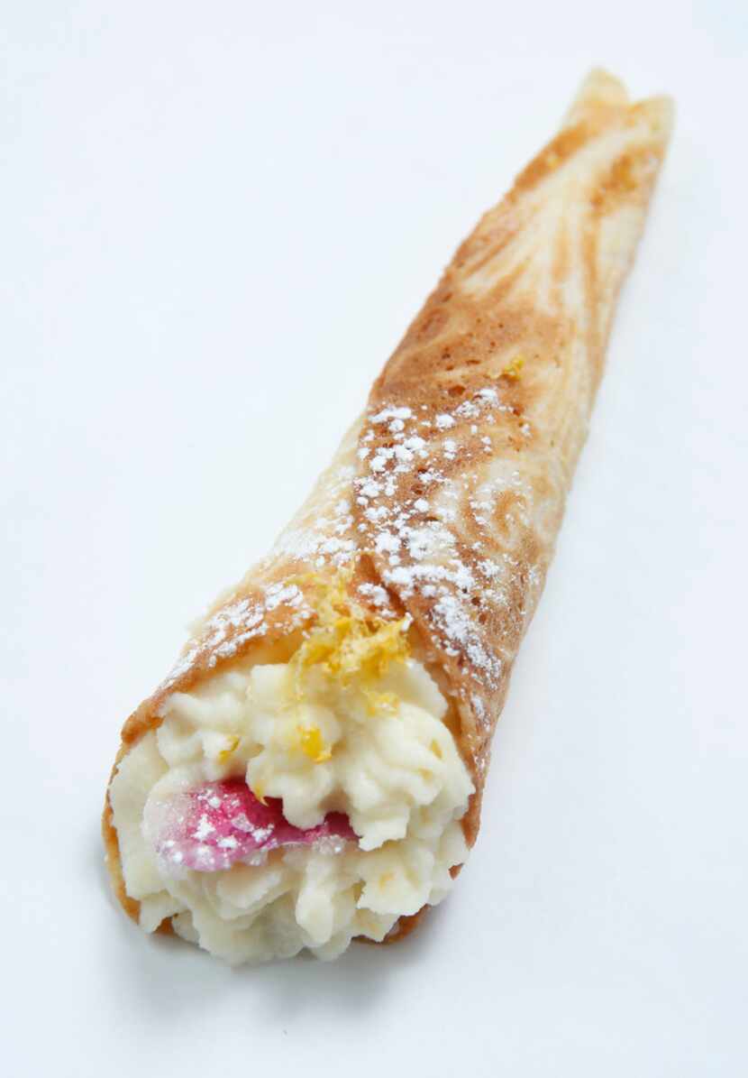 Gluten-Free Lemon CrÃ¨me Krumkake Trumpets with Candied Roses by April Adair 