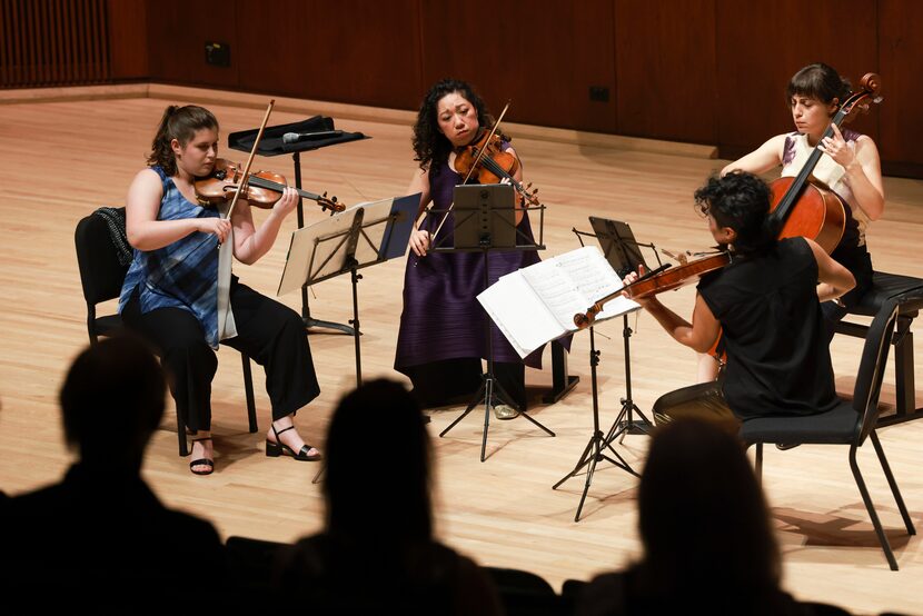 Violinists Emma Frucht and Miho Saegusa, cellist Karen Ouzounian and violist Ayane Kozasa,...