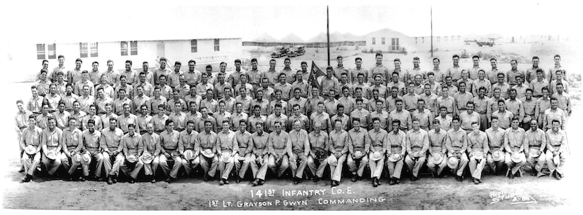 The all Mexican-American Company E of the 141st U.S. Army Infantry, 2nd Battalion, 36th...