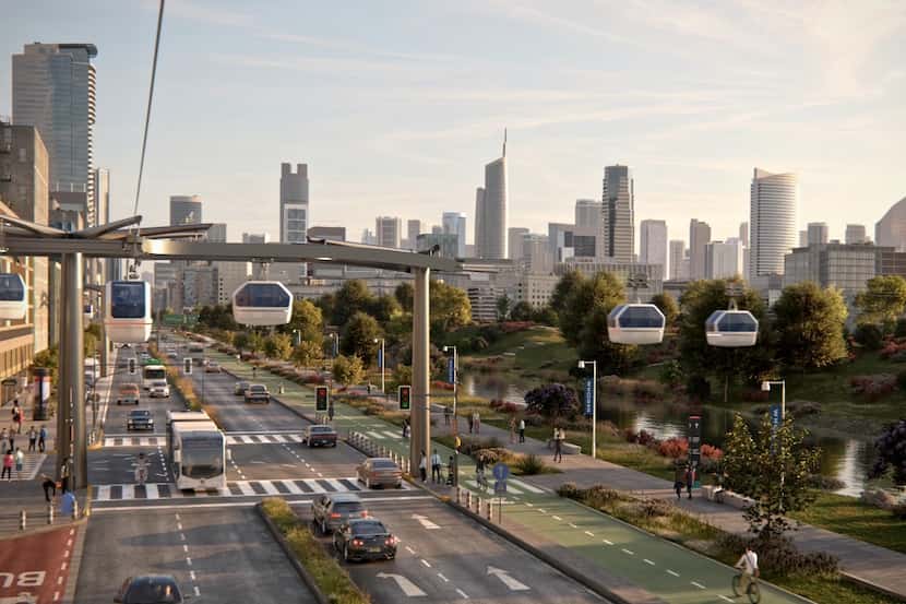 Autonomous, elevated cable cars could be North Texas' newest attempt at getting traffic...
