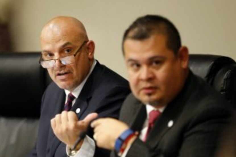  Fort Worth Superintendent Kent Scribner (left) and president Cinto Ramos, Jr. lead the open...