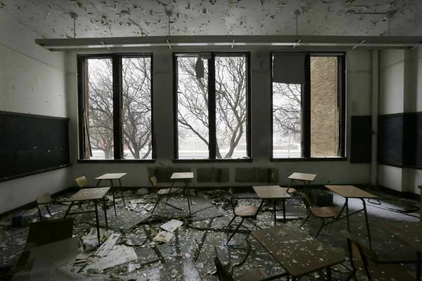 FILE- This file photo from Jan. 6, 2015, shows a vacant classroom at Southwestern High...