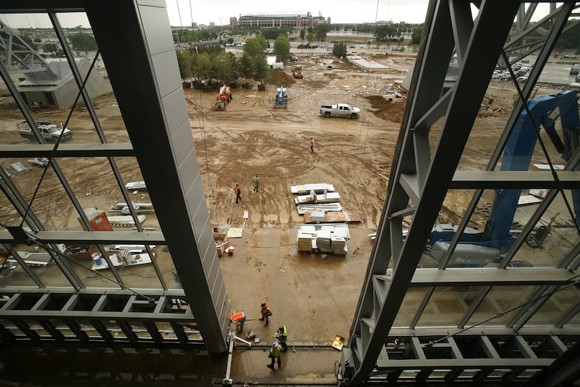 ORG XMIT: *S196BBA22* The unfinished East end zone plaza can be seen through the world's...