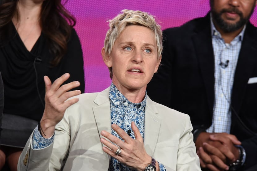 Ellen DeGeneres speaks during the "One Big Happy" panel at the NBC 2015 Winter TCA on...