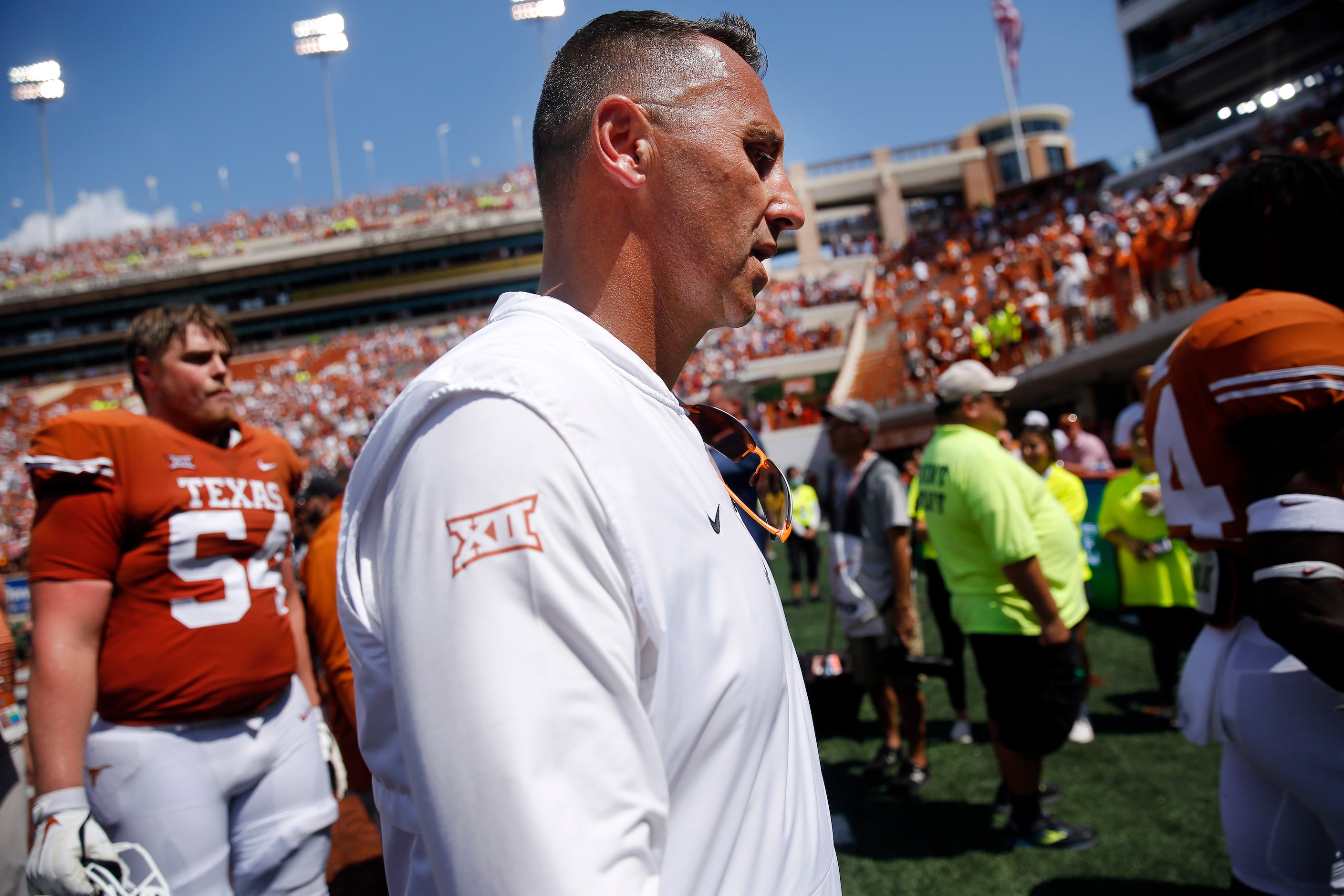 Texas Longhorns head coach Steve Sarkisian leaves the field following their loss to the...