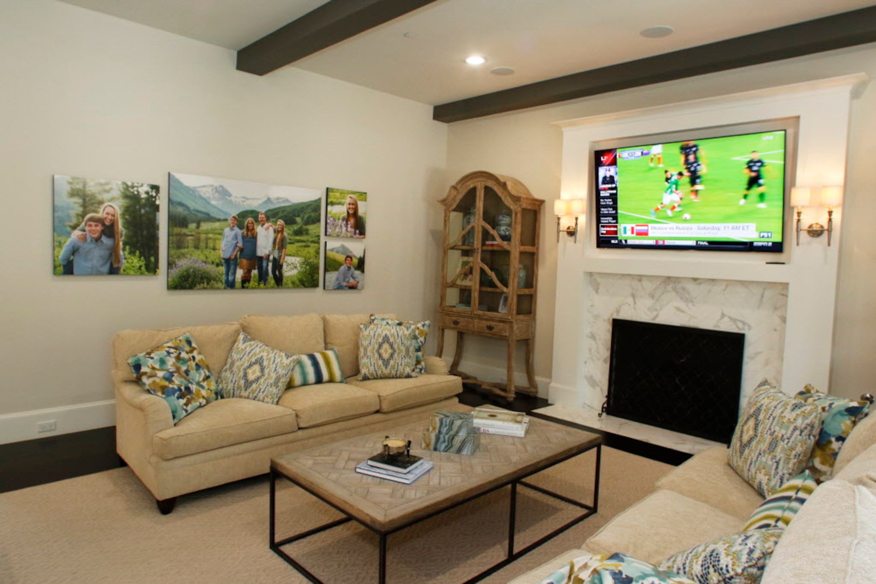 The family room in the home of SMU head football coach Chad Morris and his wife Paula in...