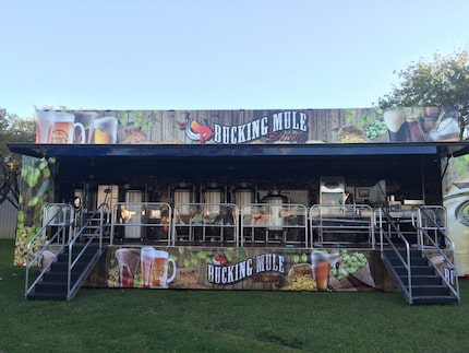 Beer Haven's 5-barrel brewing system and canning line is set up in a semi-truck.