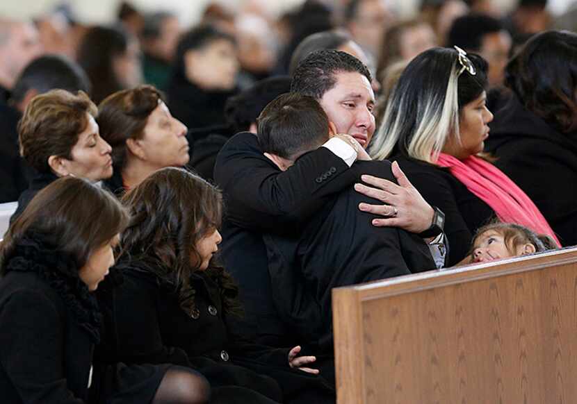  Angela Porras, 6, (from left) Jasmine Porras, 9, Michael Porras, 7, their father Ruben...