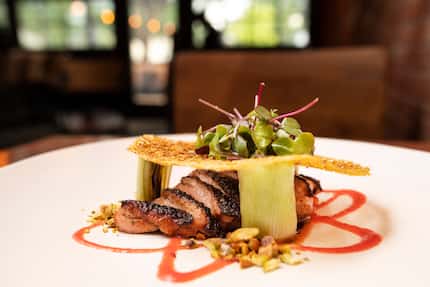 Release the Quack-en at Rye in Dallas is a citrus brined duck dish served with charred...