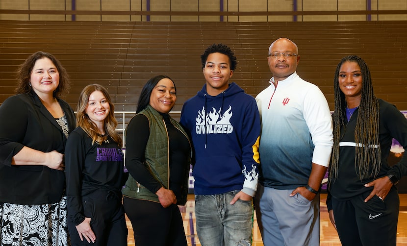 Misty VanCampen (from left), Director of Health Services for Crowley ISD, Tatum Jones,...