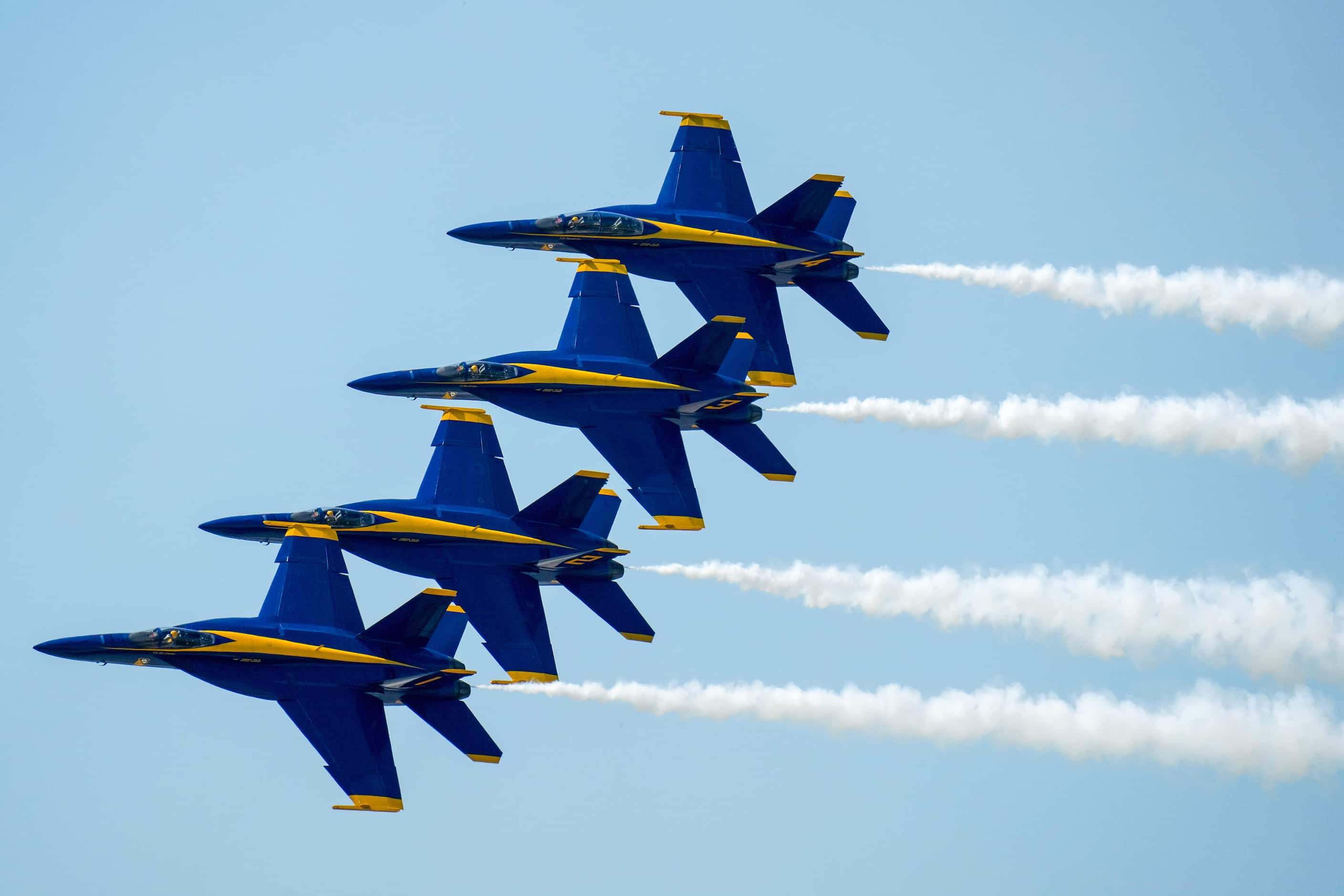 The Blue Angels perform at the Wings Over Cowtown Airshow on Sunday, April 14, 2024, in Fort...