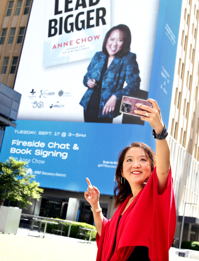 Anne Chow, former CEO of AT&T Business, takes a selfie at the AT&T Discovery District in...