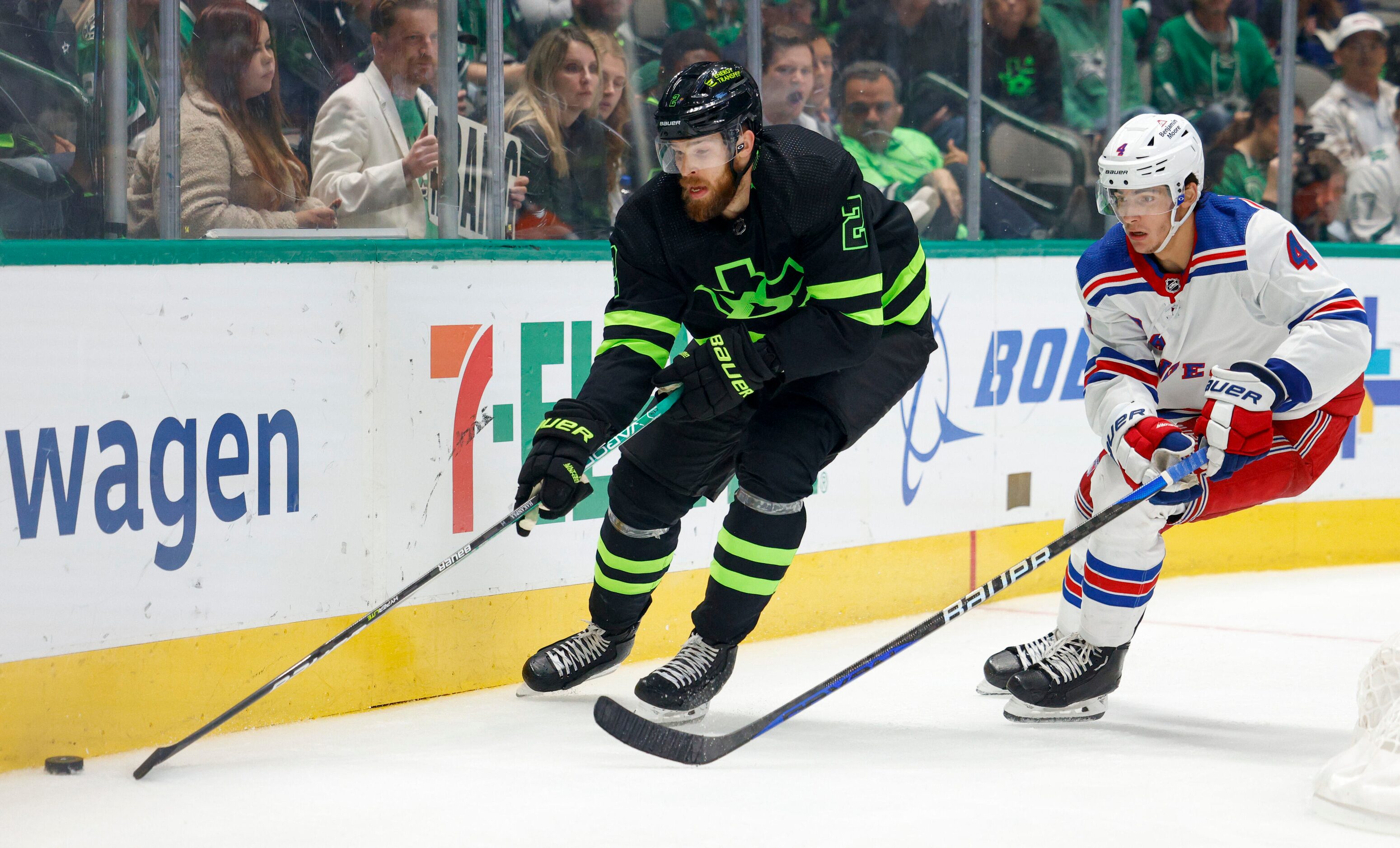 Dallas Stars defenseman Jani Hakanpaa (2) skates away from New York Rangers defenseman...