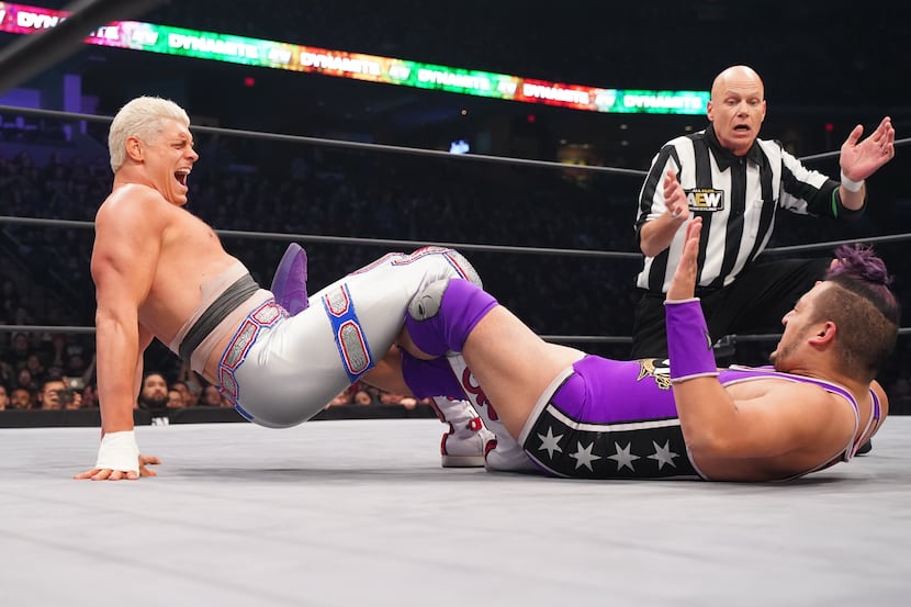 Cody Rhodes attempts a submission hold on an episode of AEW Dynamite in Chicago, Illinois.