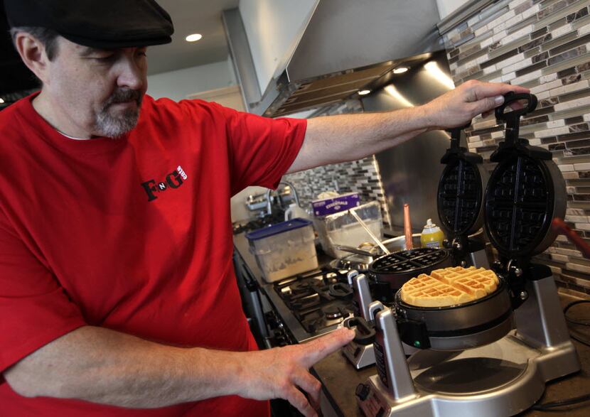 Chef Bob Stephenson made waffles during Waffle Wars, a Savor Dallas event at Trinity Groves...