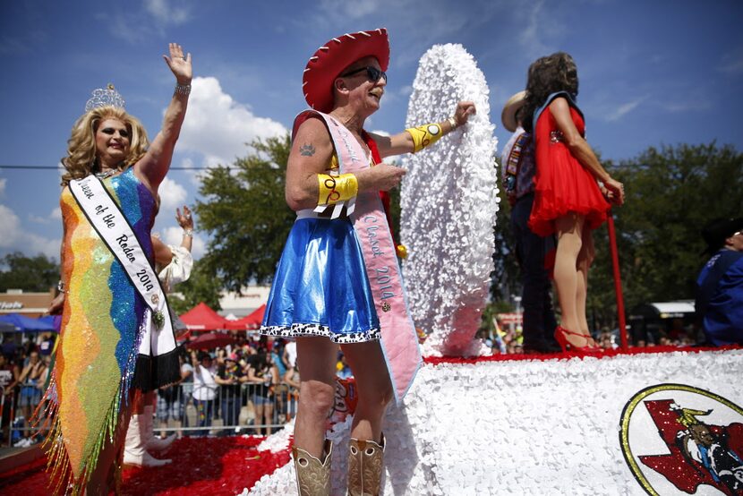 The Texas Gay Rodeo Association had a float in the Alan Ross Texas Freedom Parade on Cedar...