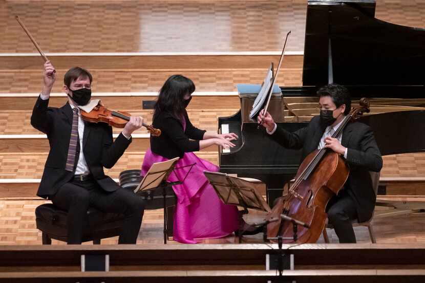 Dallas Chamber Music Society presented the Horszowski Trio, with violinist Jesse Mills,...