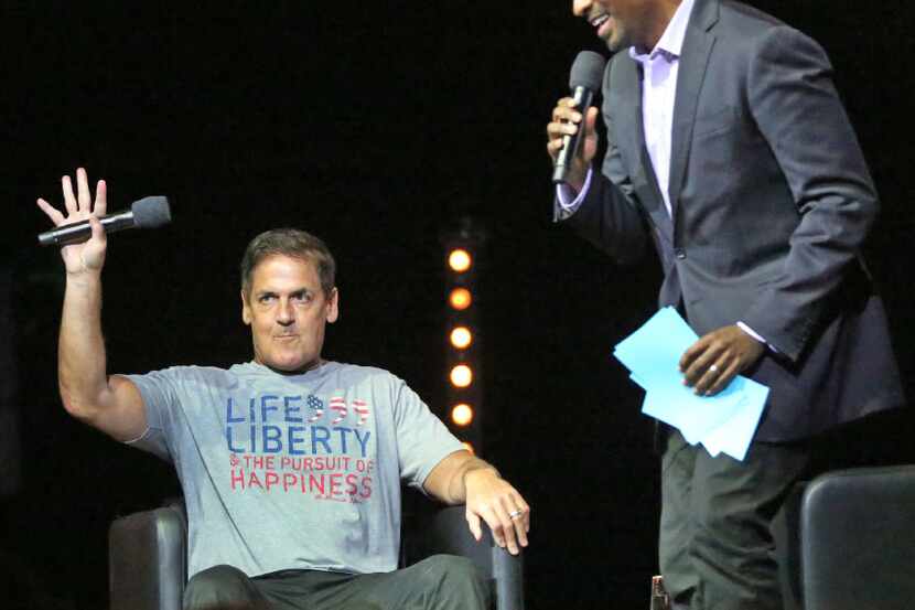 Mark Cuban and Van Jones talked during the We Rise Tour to fight hatred and racism, in a...