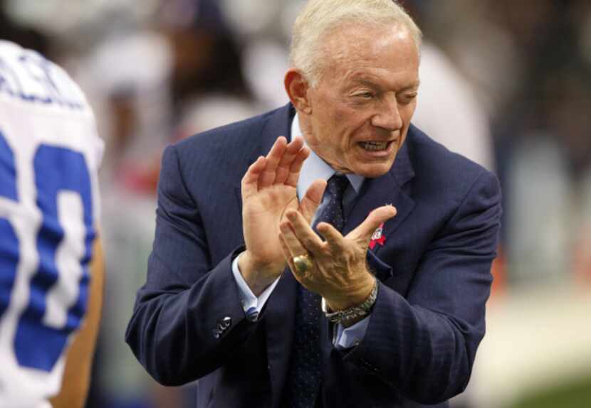 Dallas Cowboys owner Jerry Jones paced the sidelines in the fourth quarter trying to inspire...