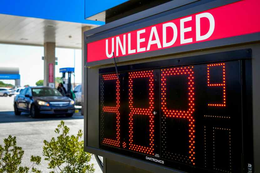A sign advertises a price of $3.89.9 for unleaded gasoline at a Walmart in the 4800 block of...