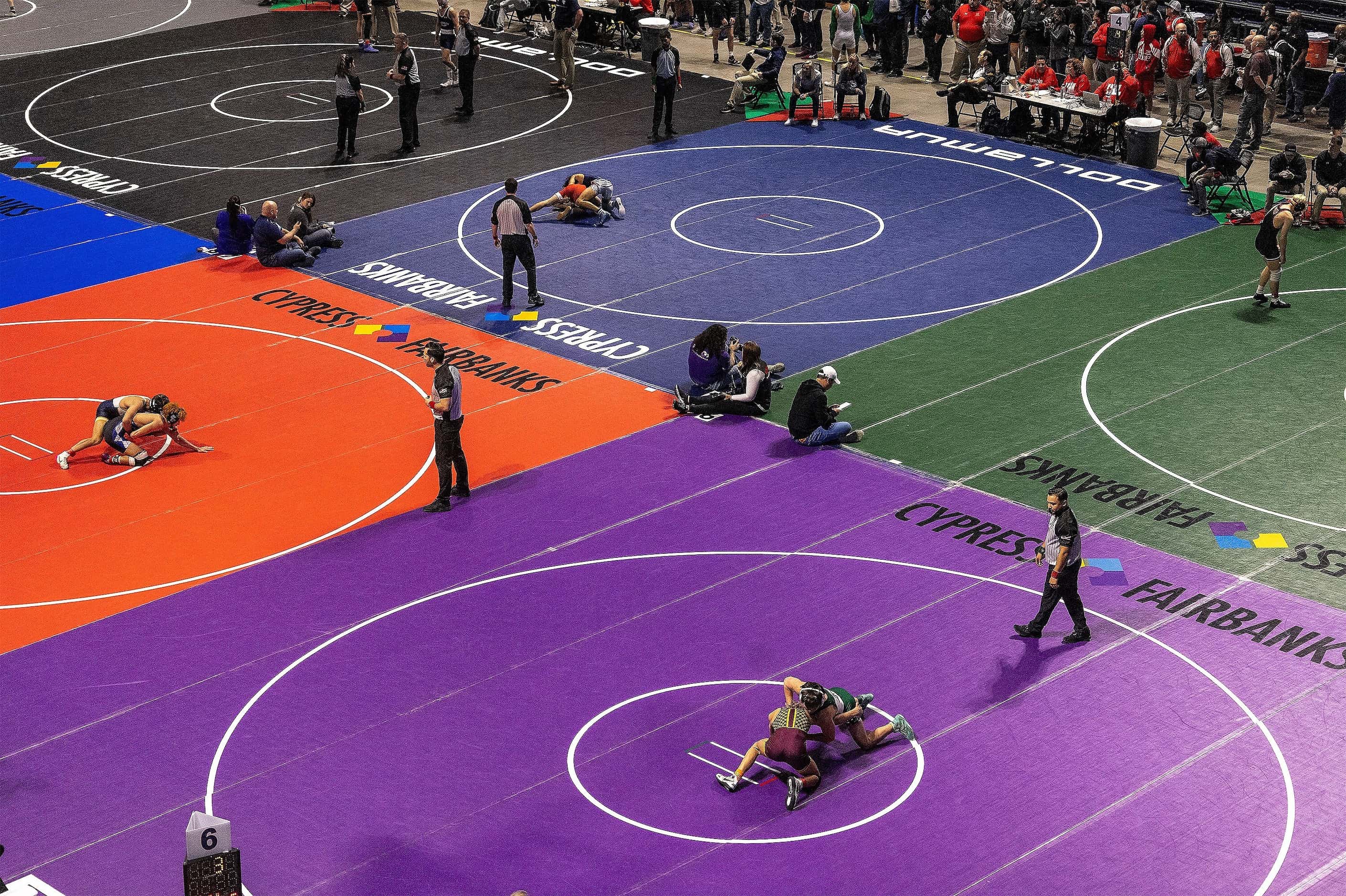 A general overview of UIL wrestling state championships on February 17, 2023 at the Berry...
