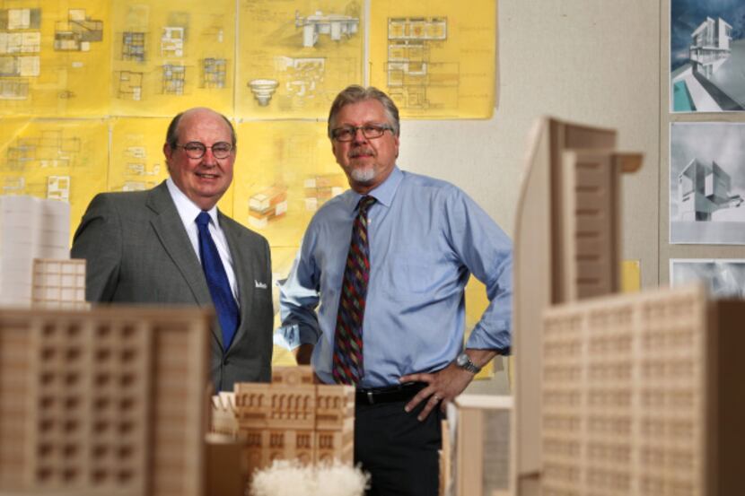 Ralph Hawkins (left), CEO of HKS Inc., one of the nation’s largest architectural firms, says...