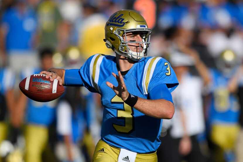 FILE - In this Sept. 10, 2016, file photo, UCLA quarterback Josh Rosen passes during the...
