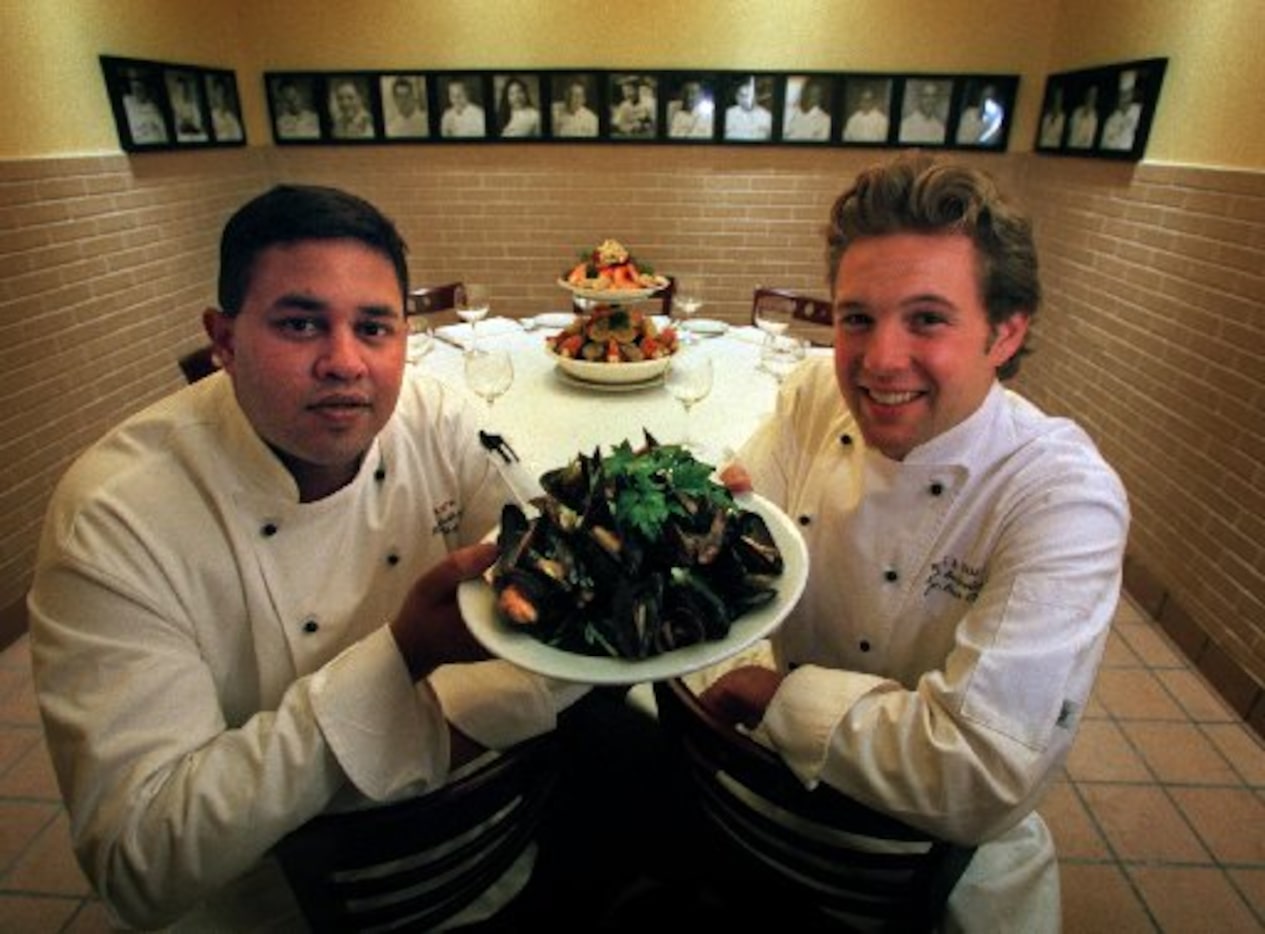 Back in the day: Samir Dhurandhar (left), executive chef, and Nick Badovinus, executive sous...