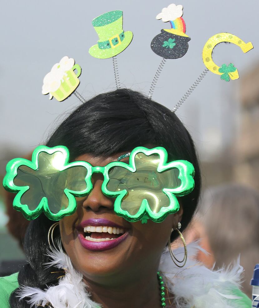 Teisha Whitfield is all smiles as she waits for the Dallas St. Patrick's Parade &
Festival...