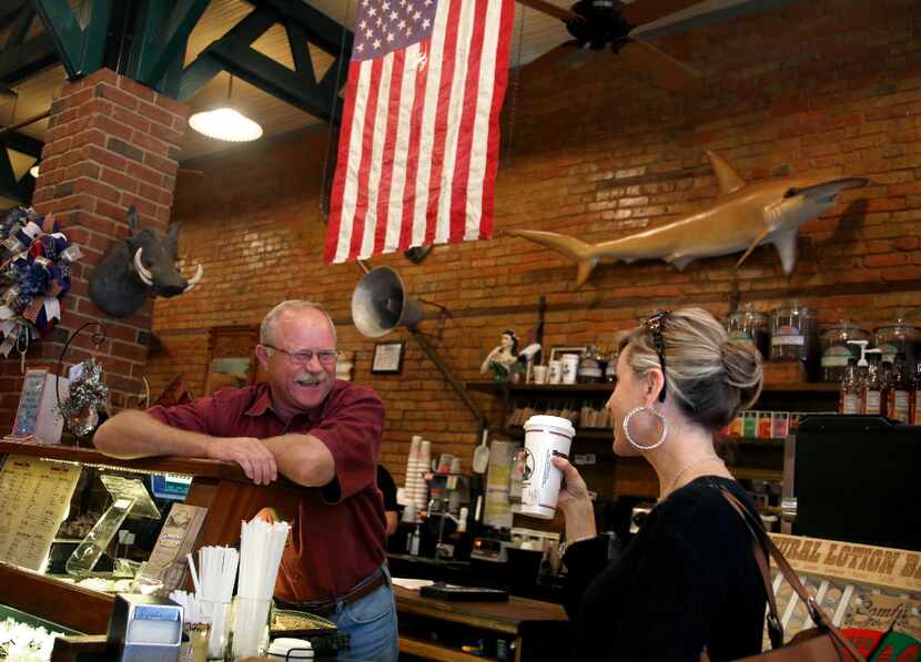 Kent Crane, owner of Shoemaker & Hardt Coffee House and Country Store, and a Donald Trump...