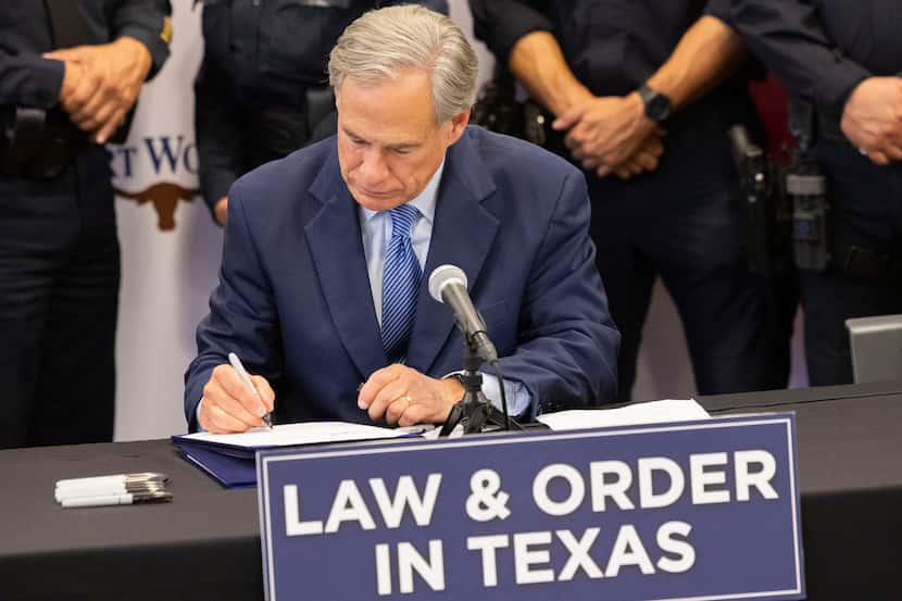 Gov. Greg Abbott signed two recent bills that address street racing during a ceremony at the...