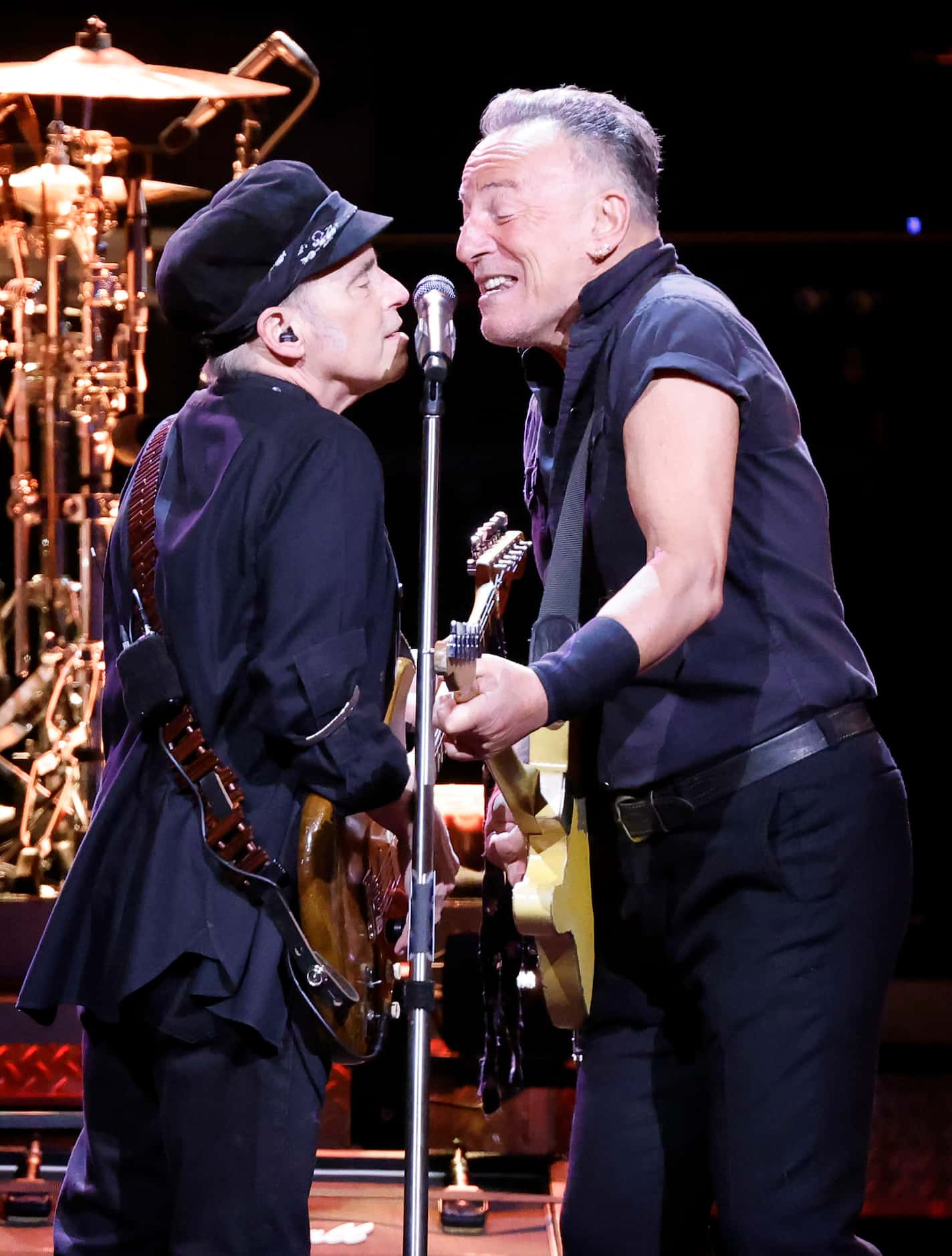 Bruce Springsteen (right) performs with guitarist Nils Lofgren and the E Street Band at the...