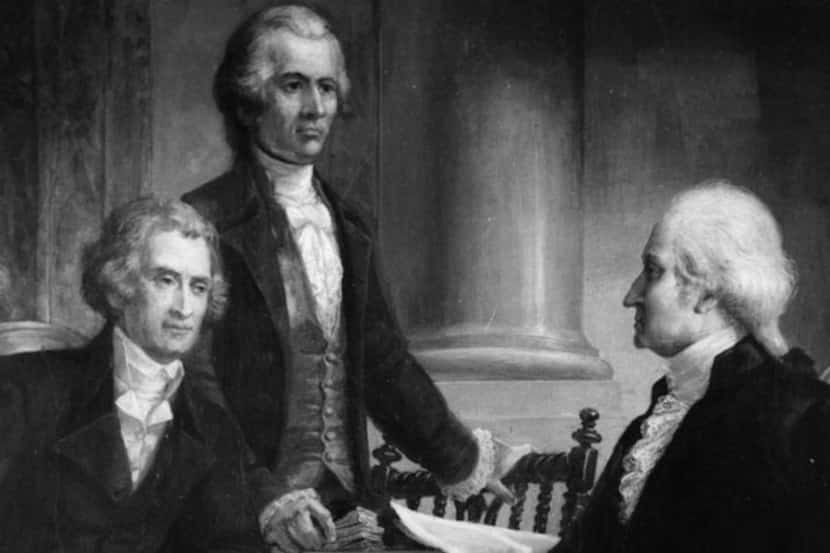  Painting of Thomas Jefferson, Alexander Hamilton and George Washington