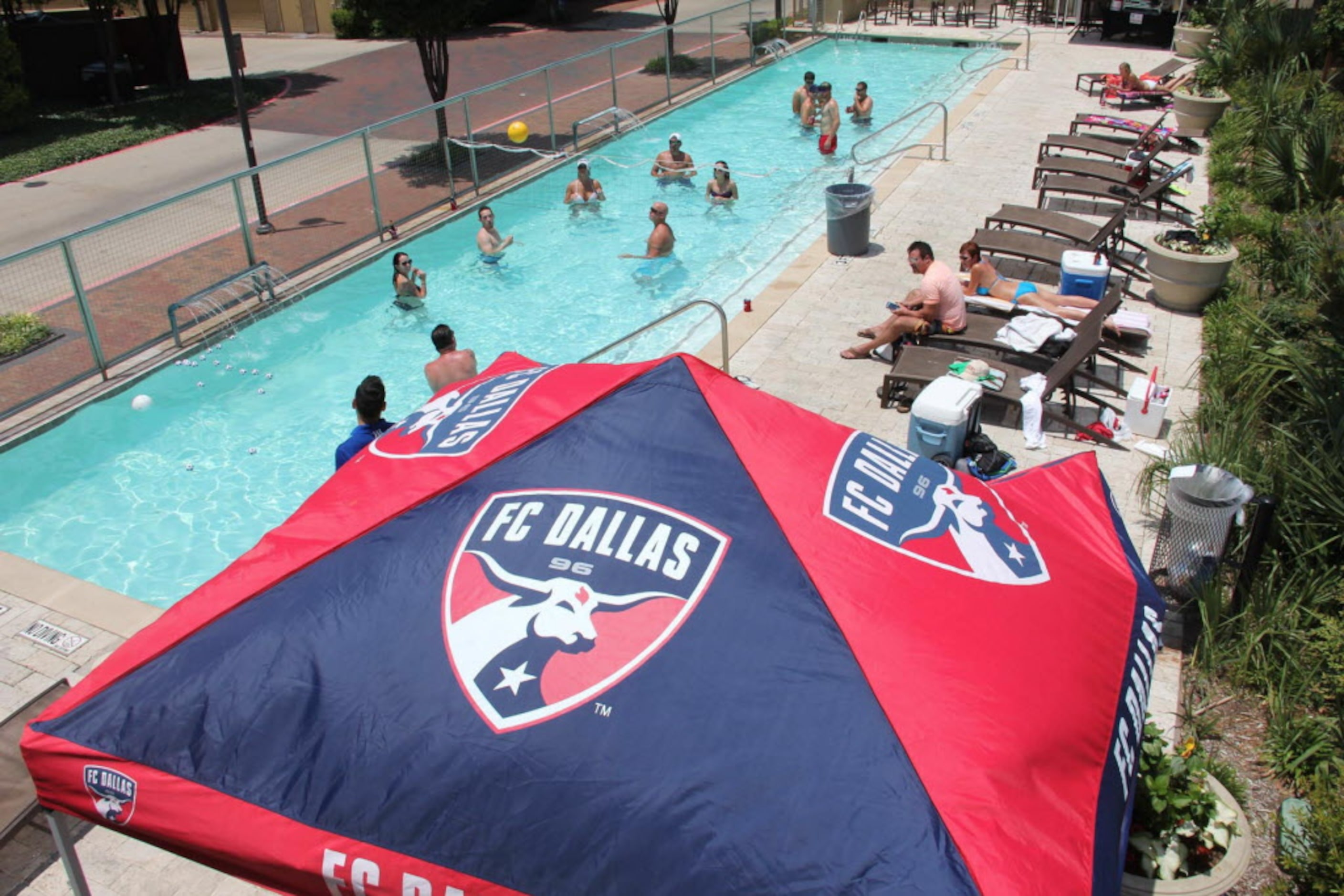 FC Dallas pool party benefitting FC Dallas Foundation for kids and the troops at Legacy...