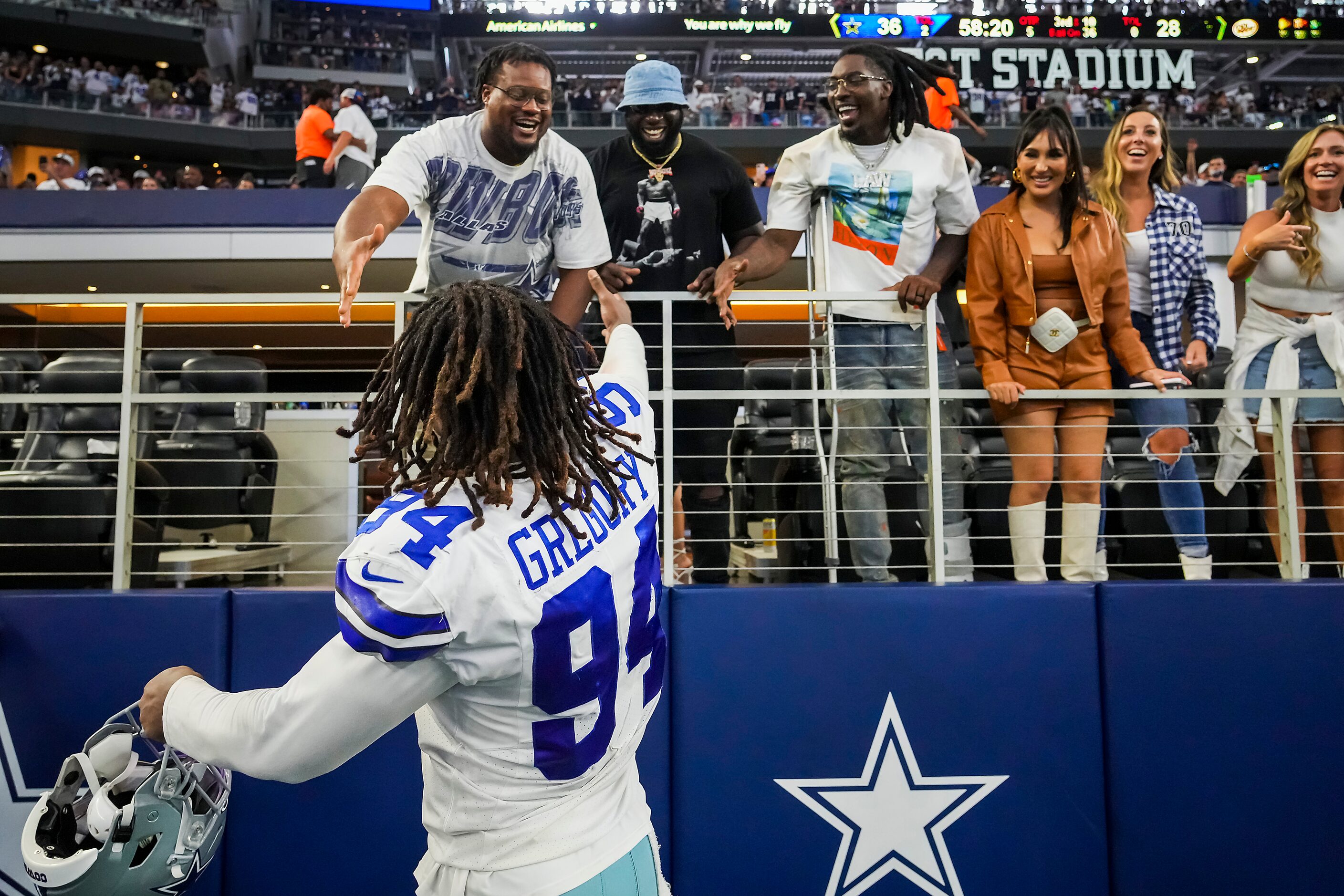 Injured Dallas Cowboys defensive linemen, from left, Carlos Watkins, Neville Gallimore and...