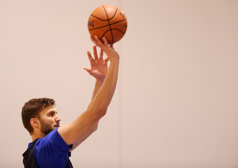 Mavericks forward Maxi Kleber during a Dallas Mavericks team practice at the team's facility...