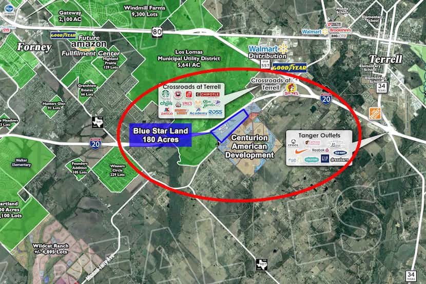 Blue Star Land's industrial property purchase is on Interstate 20 just west of Terrell.