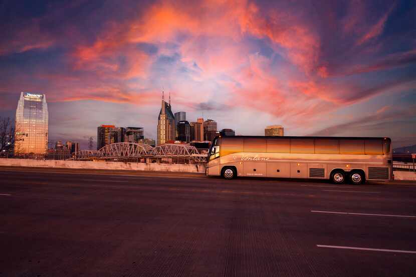 A Vonlane coach driving through Nashville.