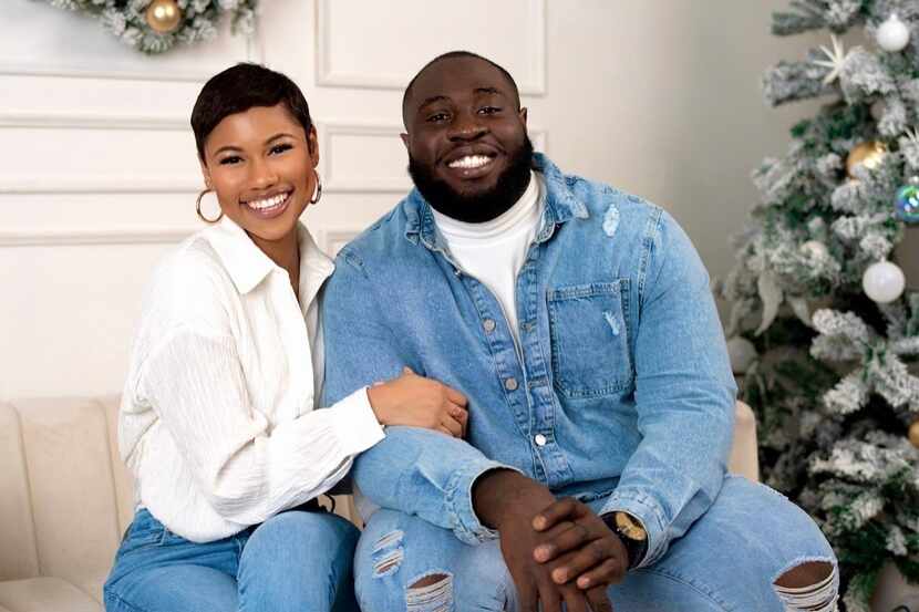 Cowboys defensive tackle Neville Gallimore (right) poses for a photo with his wife, Chelsie....