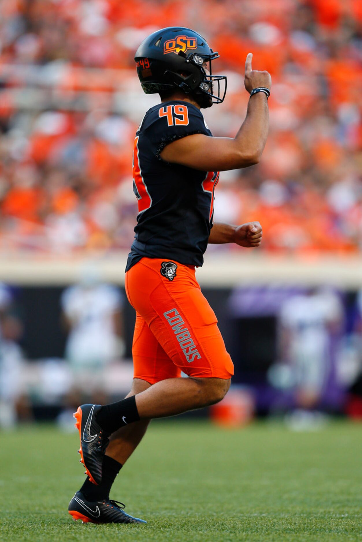 STILLWATER, OK - SEPTEMBER 28:  Kicker Matt Ammendola #49 of the Oklahoma State Cowboys...